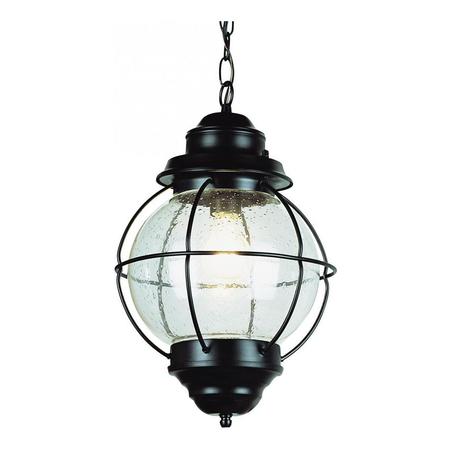 TRANS GLOBE One Light Black Clear Seeded Glass Hanging Lantern 69906 BK